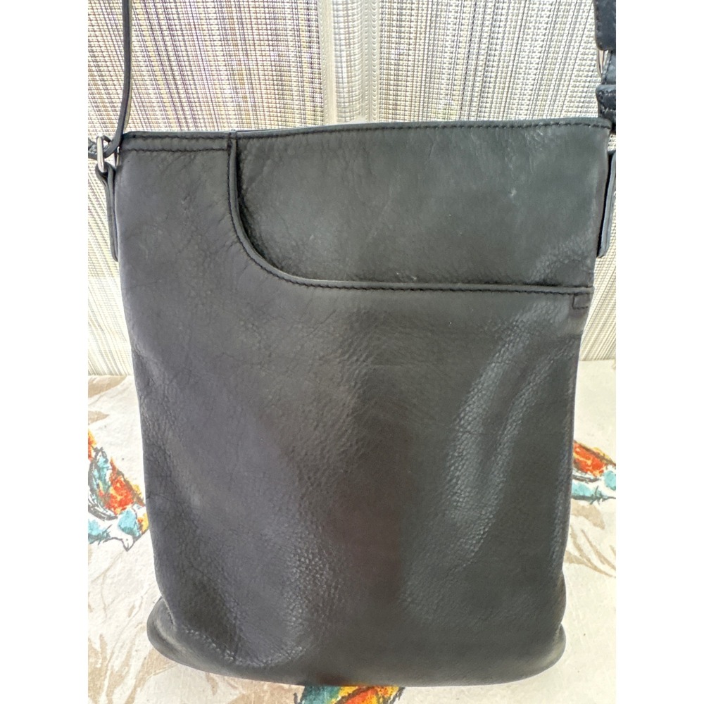 Margot Black Pebbled Leather Crossbody Bag Slim Messenger Travel Purse